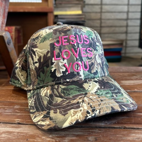 Jesus Loves You Camo Hat - Pink